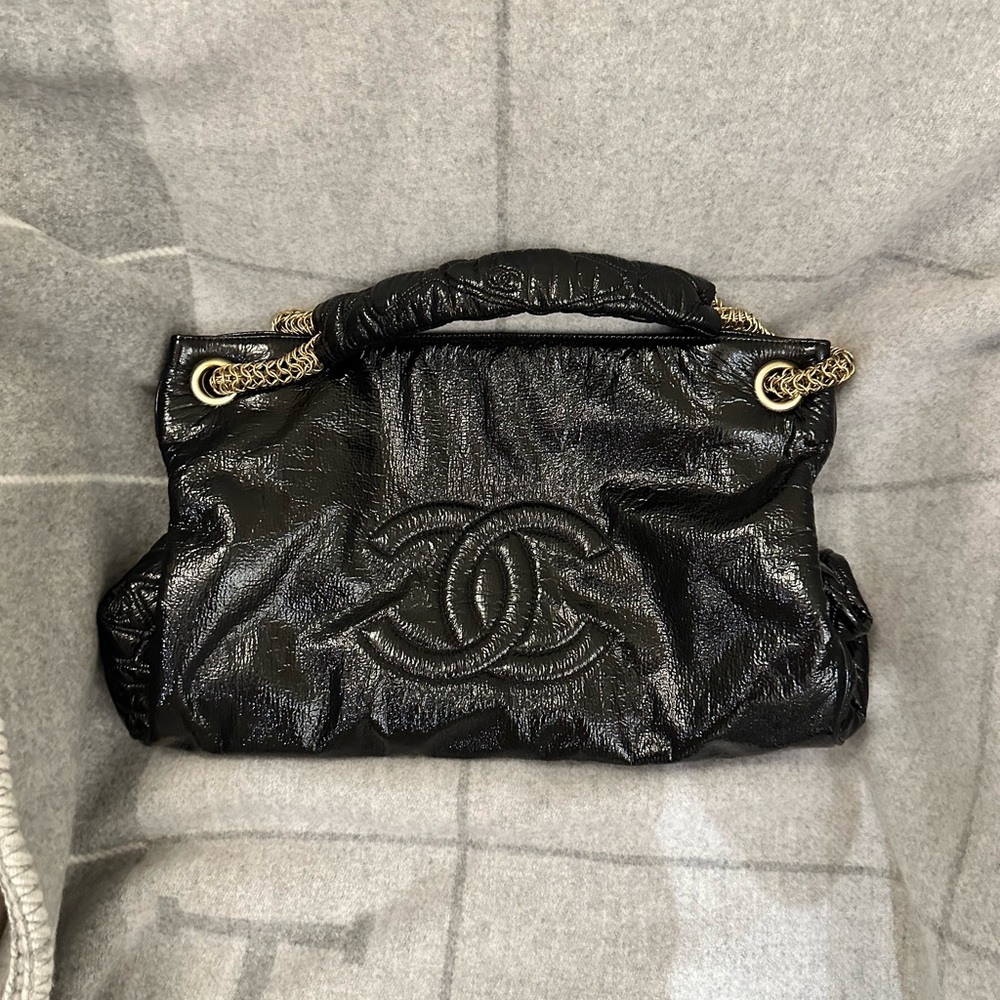 Authentic CHANEL Black Patent leather bag